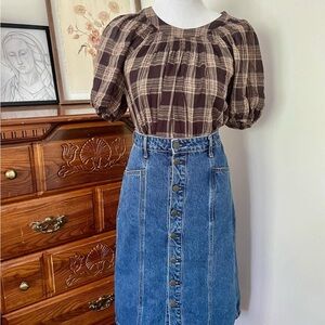 LC Lauren Conrad Brown Plaid Blouse